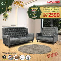 Lavo Fabric Sofa Set With 5 Pillows NORWICH